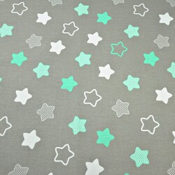 Cotton white & mint gingerbread stars on gray background