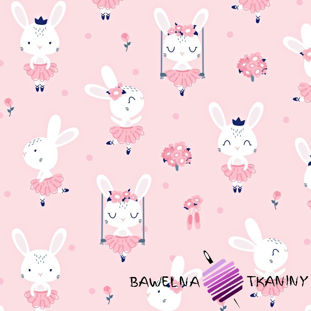 Cotton rabbits on pink background