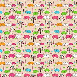 Cotton elephants with trees on beige background