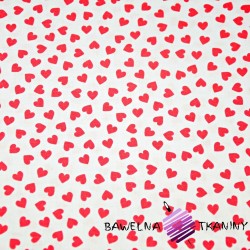 Cotton MINI red hearts on white background