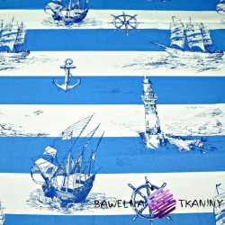 Bawełna statki w biało niebieskie pasy