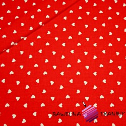 Cotton white hearts 8mm on red background