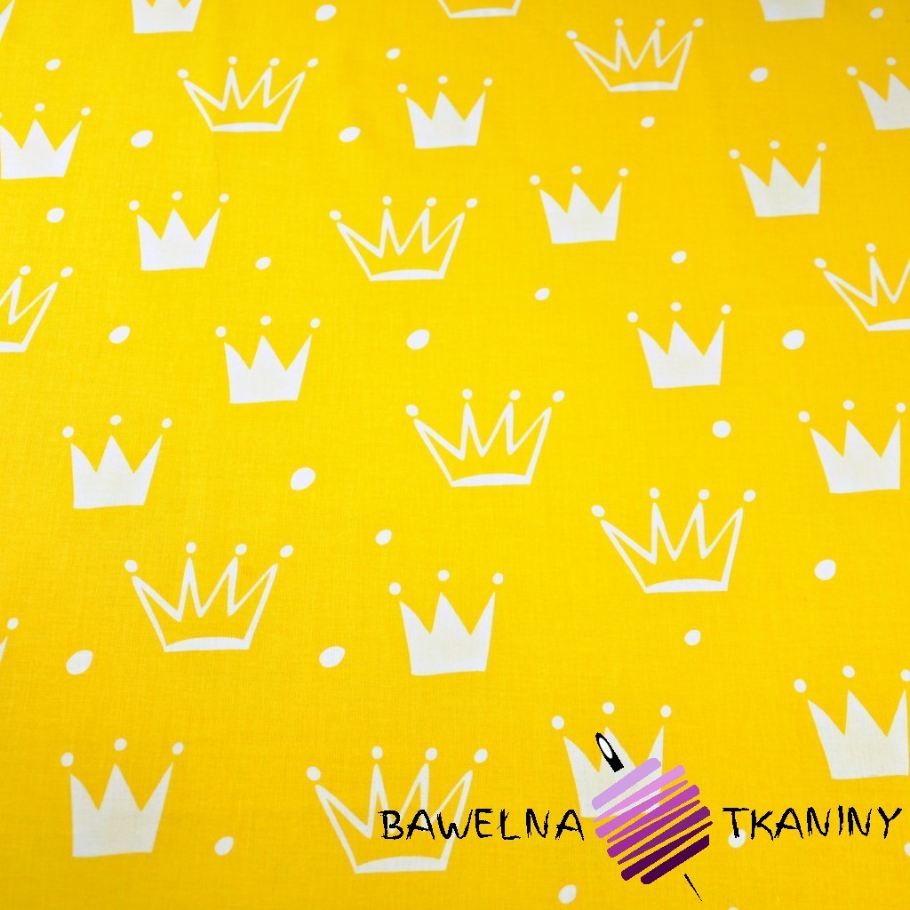 Cotton white crowns with dots on yellow background