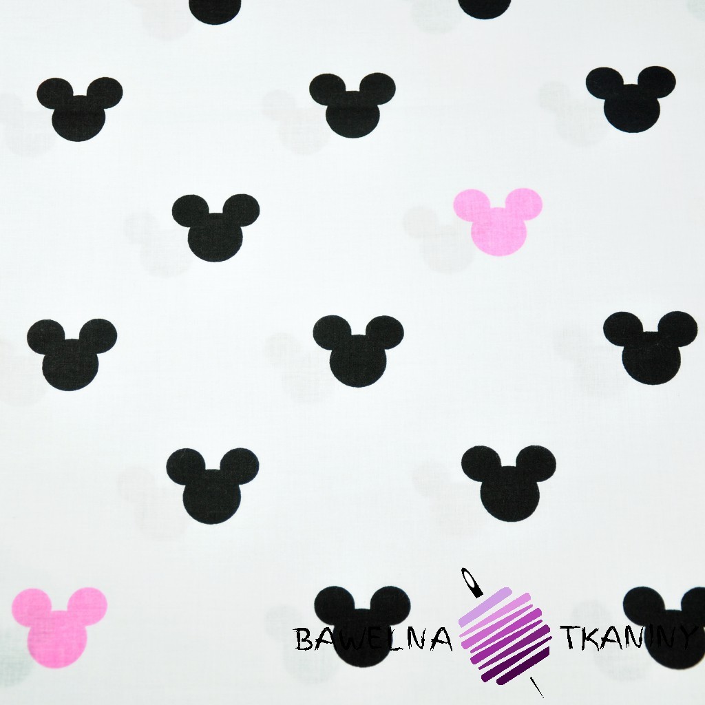Cotton black & pink mickey mouse on white background