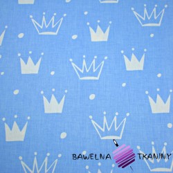 Cotton white crowns with dots on blue background