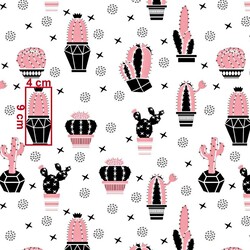 Cotton pink-black cactuses on a white background