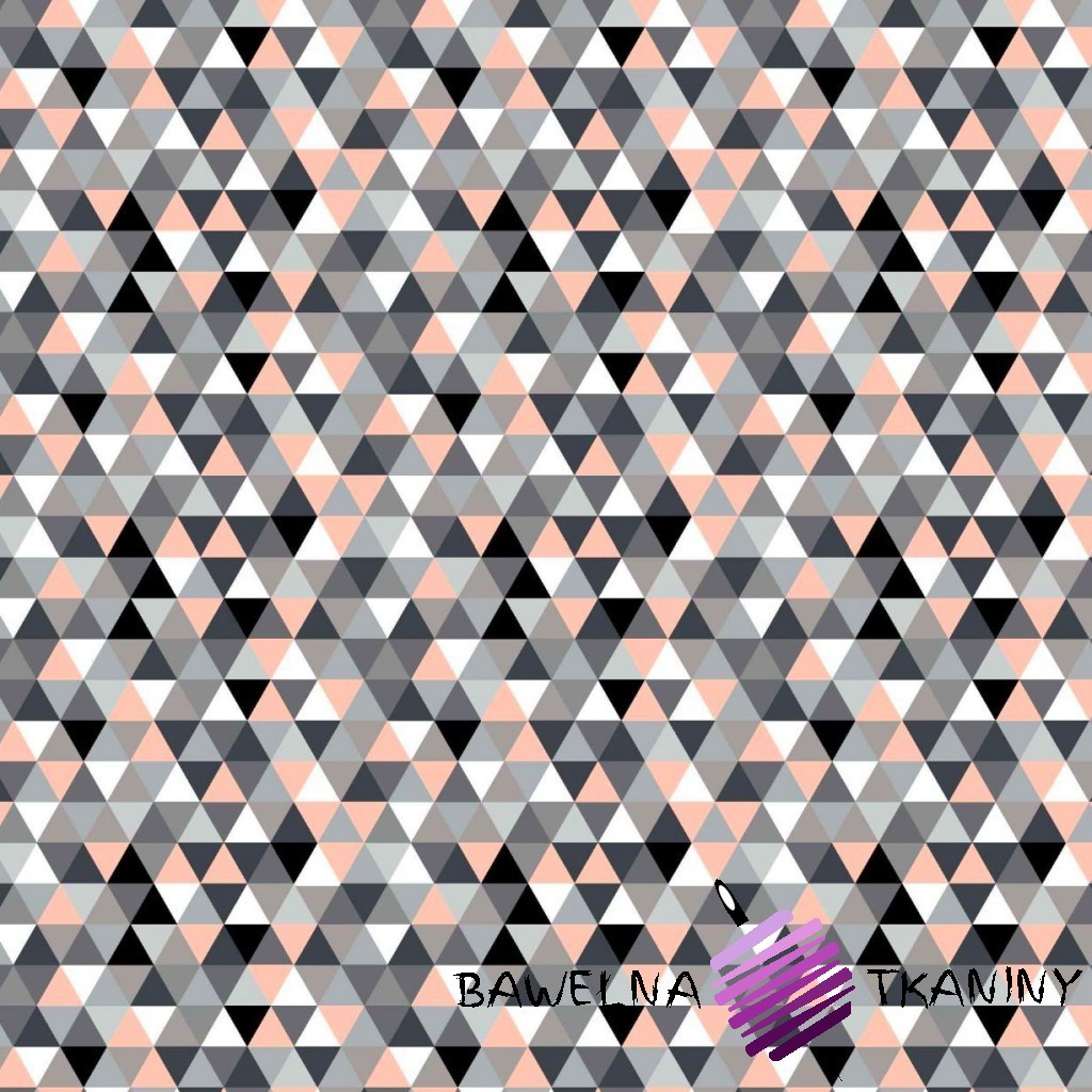 Bawełna trójkąty małe kolorowe morelowe na białym tle