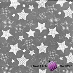 Cotton patterned Stars on gray background