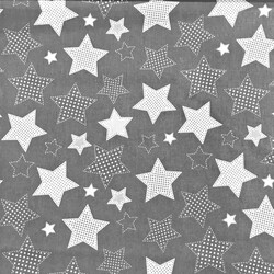 Cotton patterned Stars on gray background