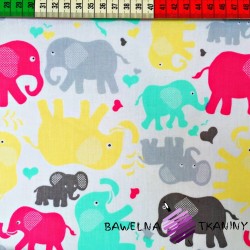 Cotton gray & pink elephants