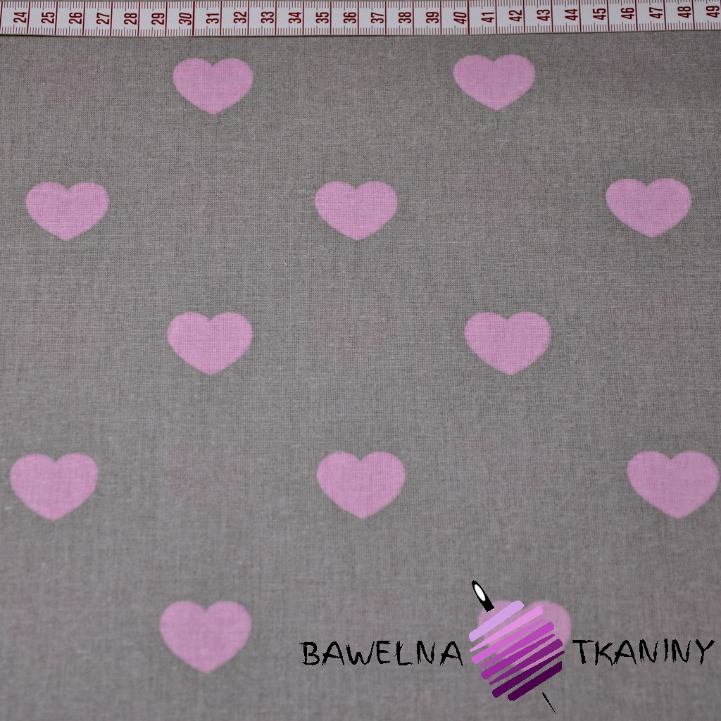 Cotton Pink hearts on a gray background