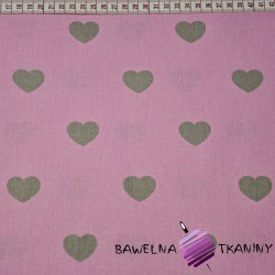 Cotton gray hearts on a pink background