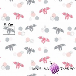 Bawełna nietoperze szaro różowe na białym tle