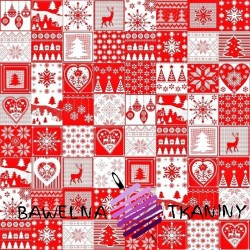 Cotton Christmas pattern patchwork red and white