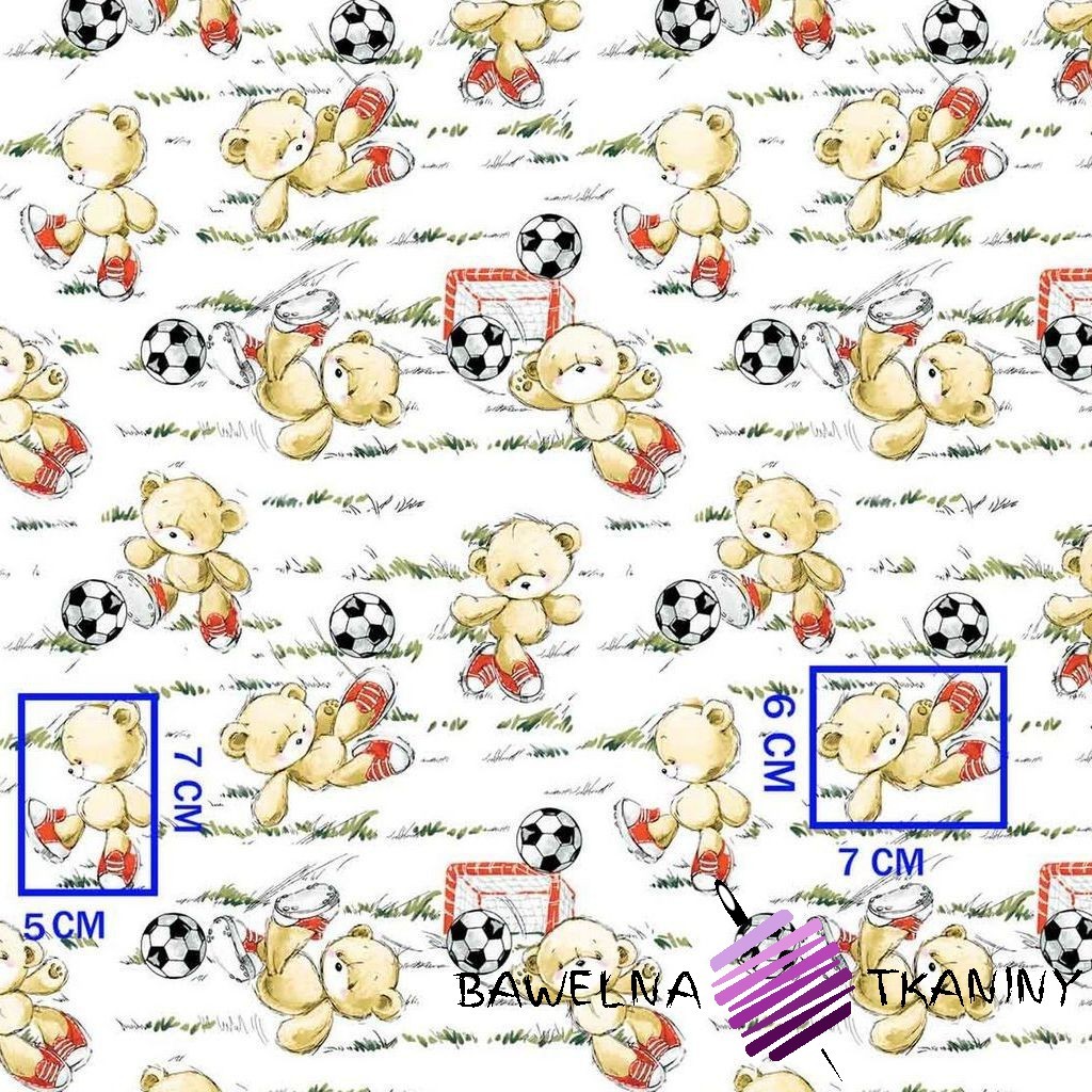 Cotton teddy bears footballers on a white background