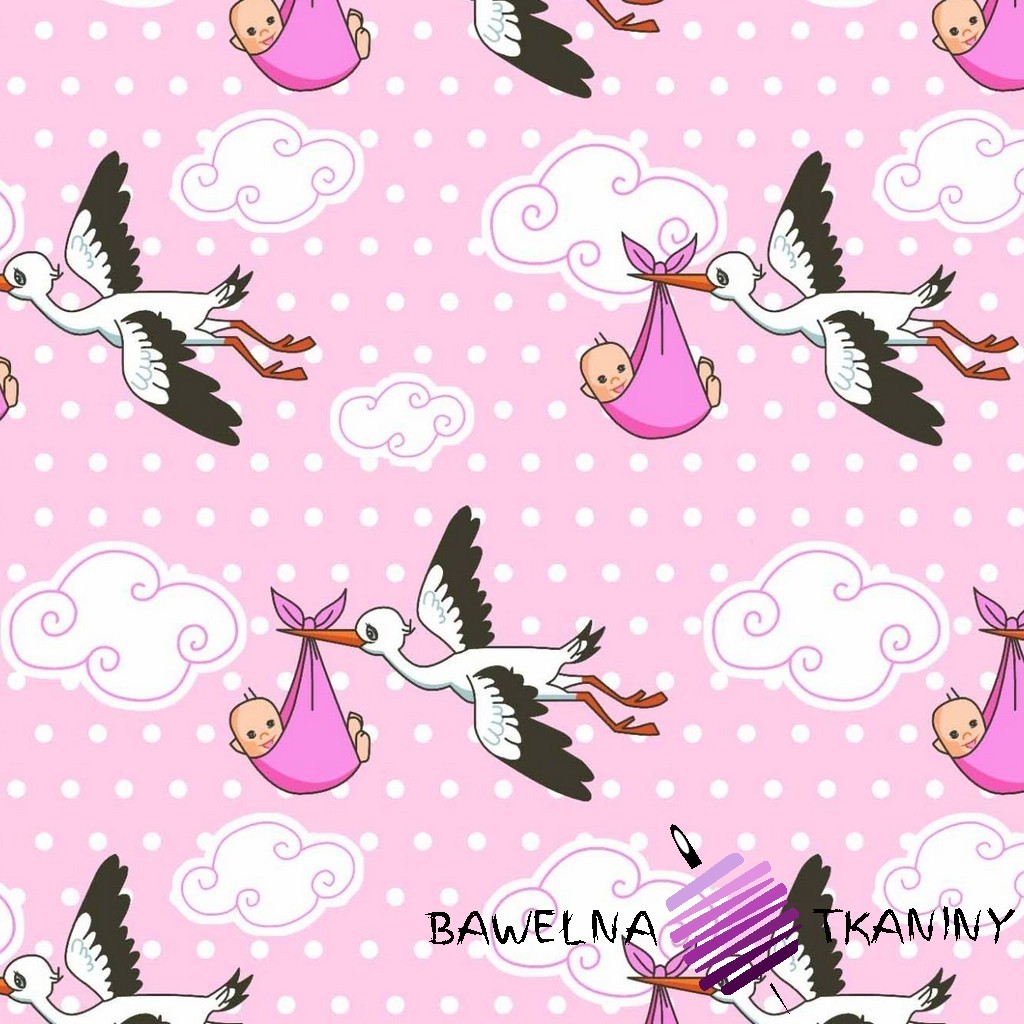 Cotton storks on a pink background