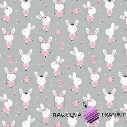 Cotton rabbits on gray background