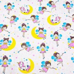 Cotton Fairy princesses with unicorns on white background