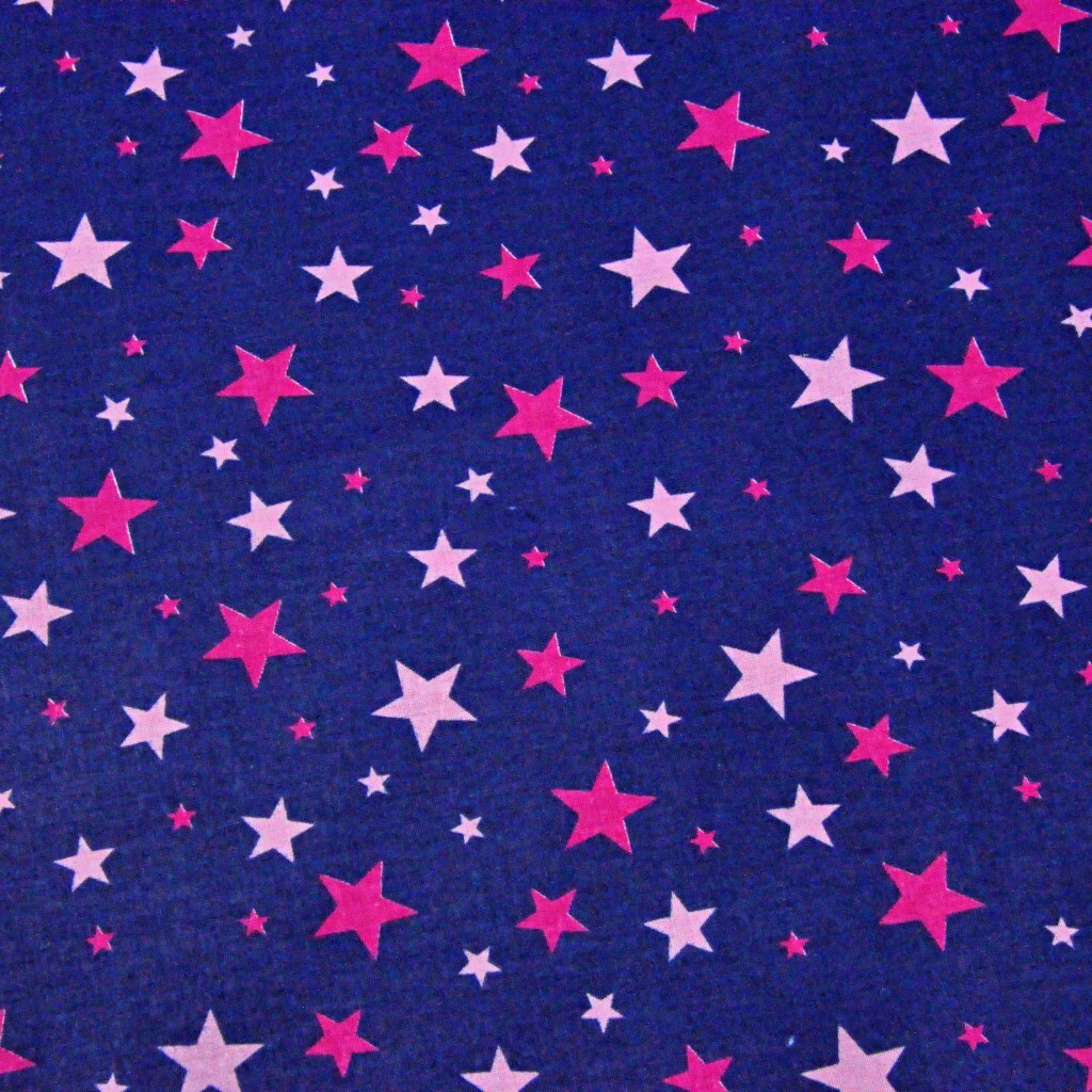 cotton new small and big  pink stars on gray