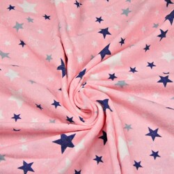 Flannel white & navy stars on pink background