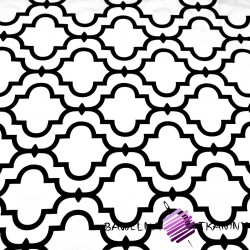 Bawełna Mozaika orientalna czarna na białym tle