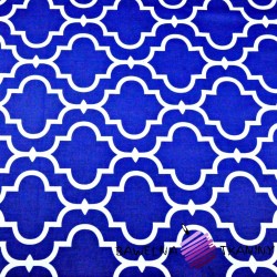 Bawełna Mozaika orientalna biała na granatowym tle