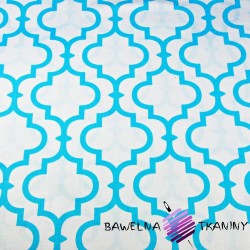 Cotton oriental white mosaic on a turquoise background