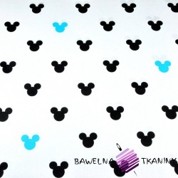Cotton black & turquoise mickey mouse on white background
