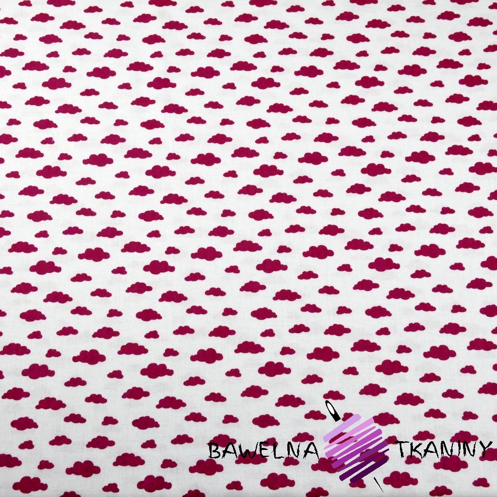 Cotton MINI burgundy clouds on white background