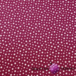 Cotton MINI white stars on burgundy background