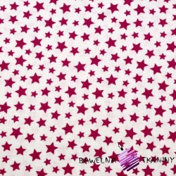 Cotton MINI burgundy stars on white background
