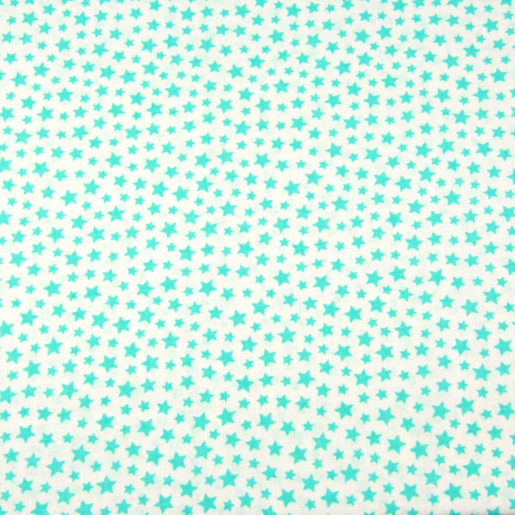 Cotton MINI mint stars on white background