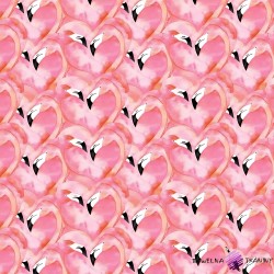 Bawełna flamingi serca różowe