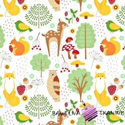 Cotton colorful animals in forest on white background