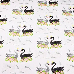 Cotton black swans on a white background