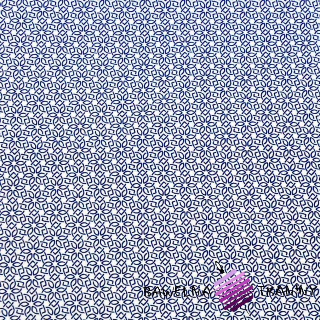 Cotton navy blue flowers on white background