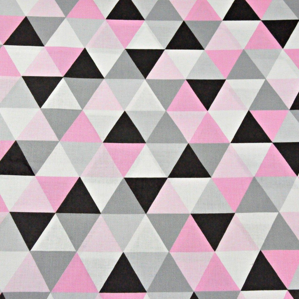 Cotton pink & gray triangles on white background