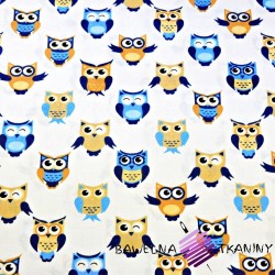 Cotton gray & pink owls on white background