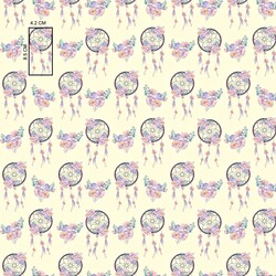 Cotton pink-purple dream catcher isolated on ecru background