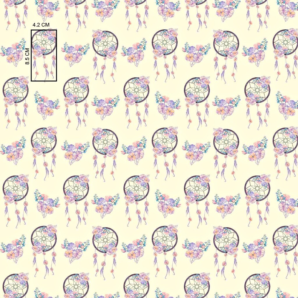 Cotton pink-purple dream catcher isolated on ecru background