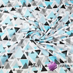 Cotton triangles in turquoise-gray dots on white background
