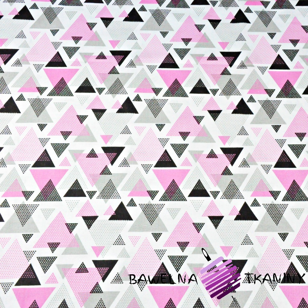 Cotton triangles in pink-gray dots on white background