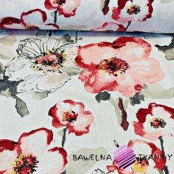 Curtain Fabric flowers printed with poppies