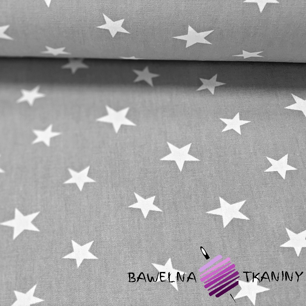 Curtain Fabric printed white stars on gray background