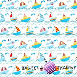 Cotton blue ships on white background