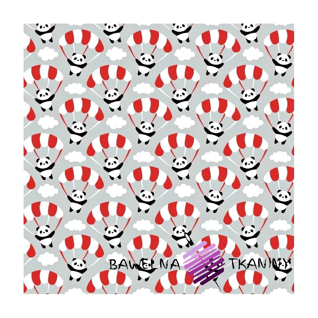 Cotton Panda paratroopers on a gray background