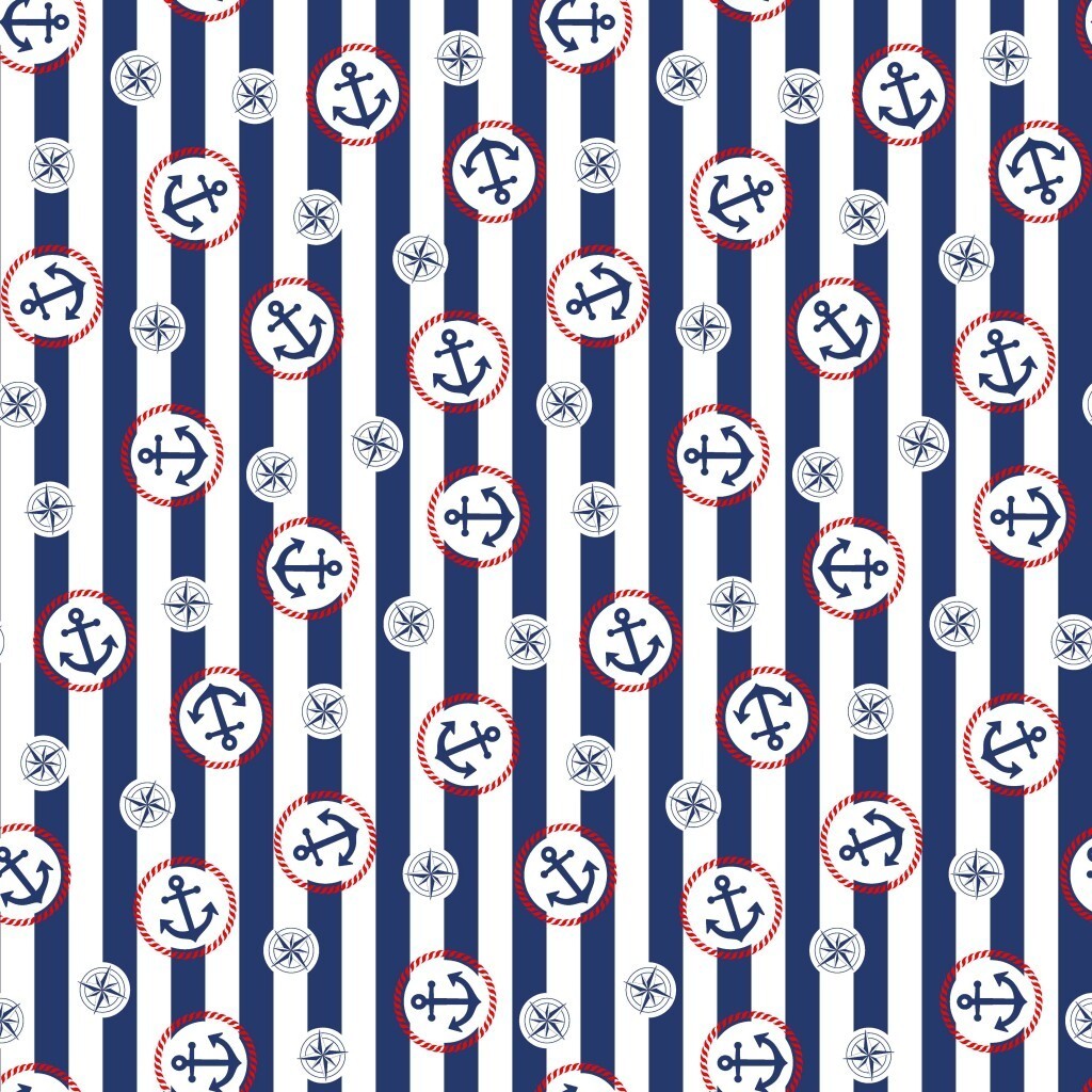 Cotton sailor wheels in white and blue stripes