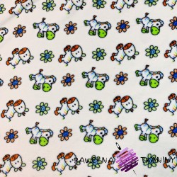 Soft fleece horses with flowers on a ecru background