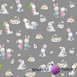 Cotton overs of rabbits on a dark gray background