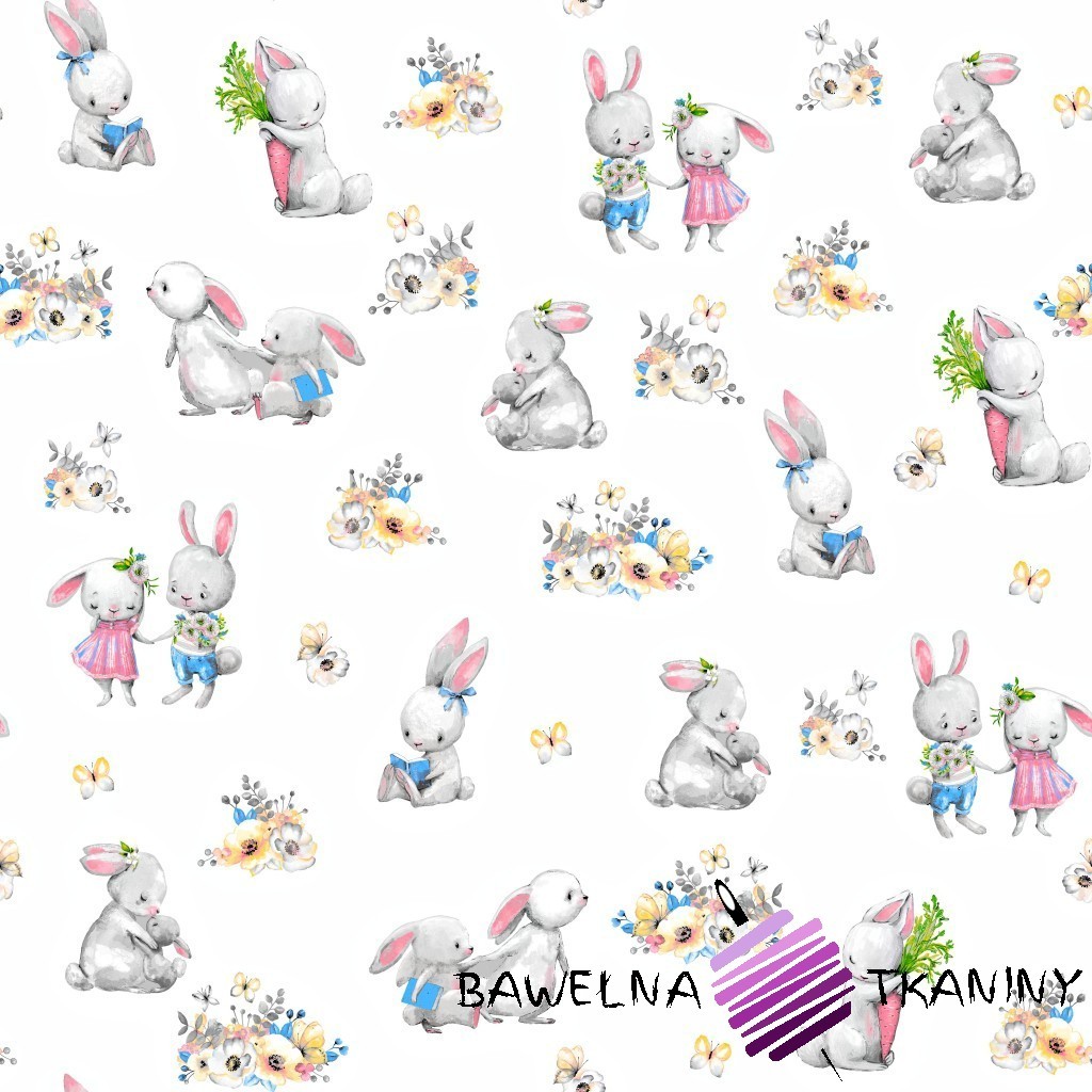 Cotton overs of rabbits on a white background